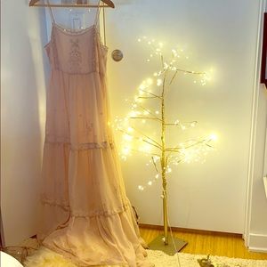 Layered rose pink maxi dress